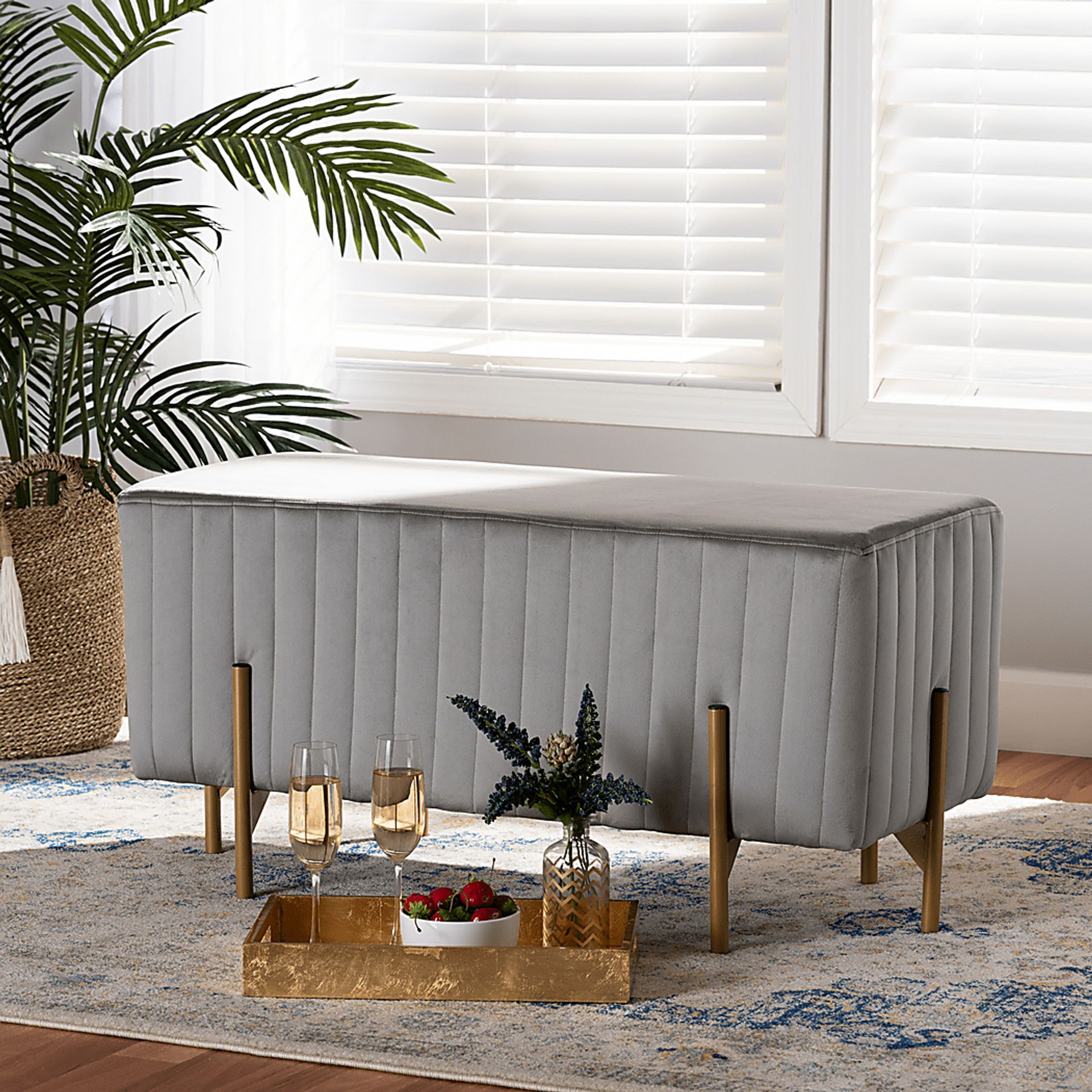 Blanning Gray Ottoman - Image 5