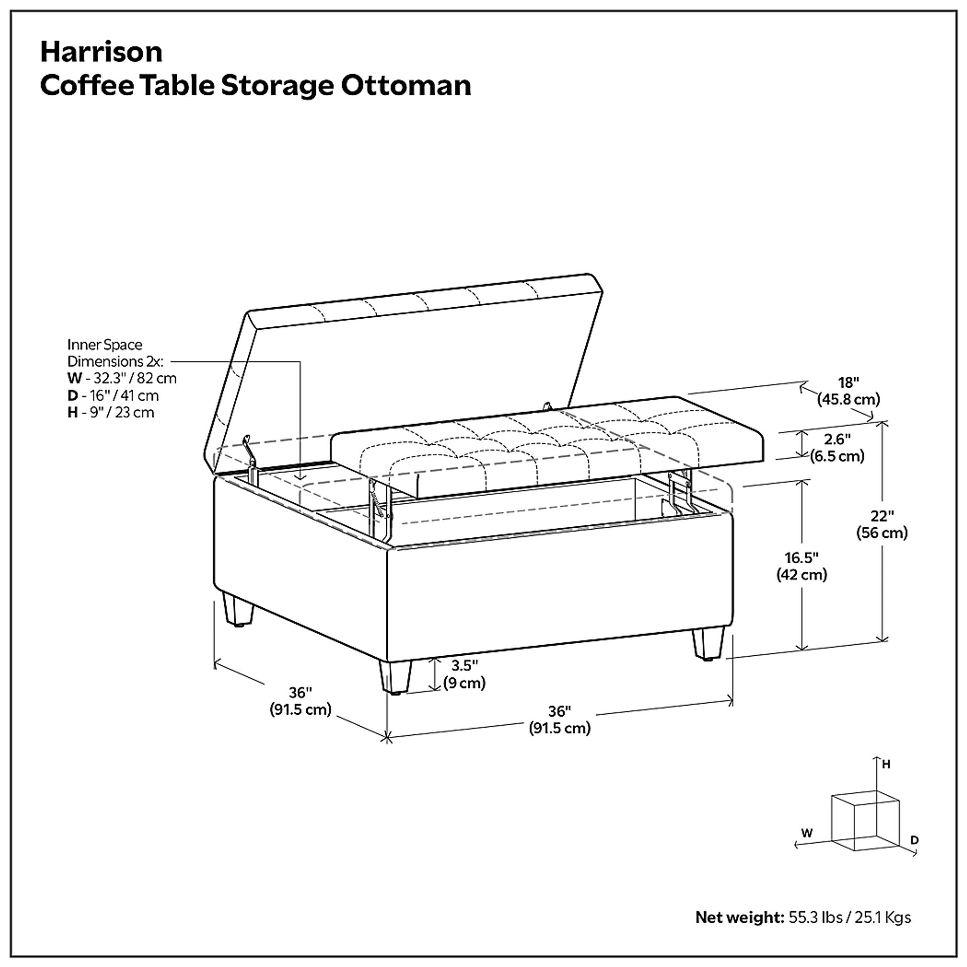 Blevins Dark Brown Storage Ottoman - Image 2