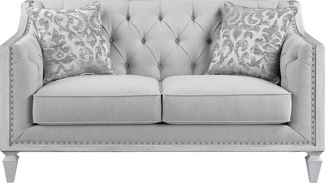 Blinn Light Gray Loveseat with Two Pillows - Thumbnail - Image 3