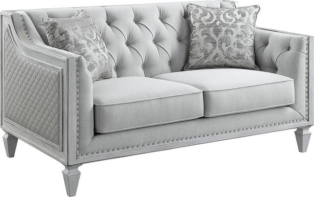 Blinn Light Gray Loveseat with Two Pillows - Thumbnail - Image 1