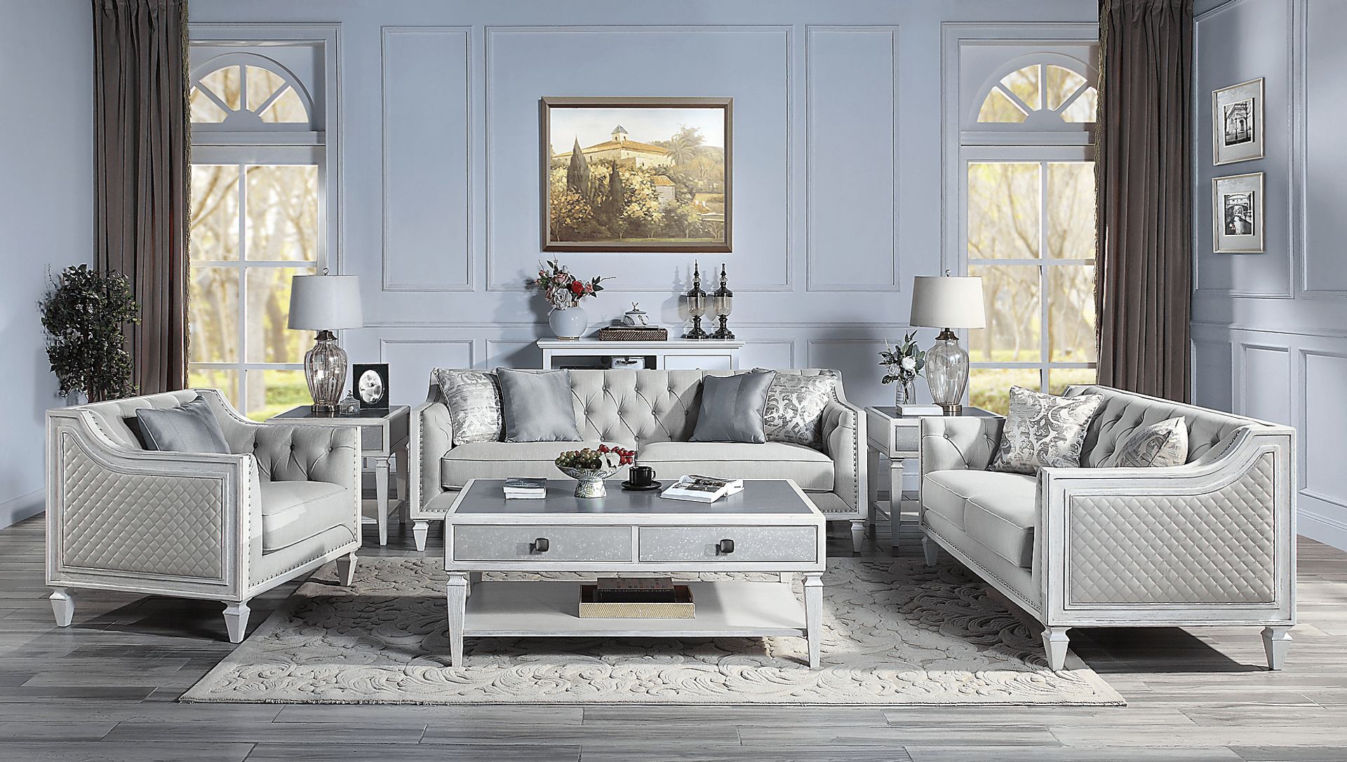 Blinn Light Gray Sofa with Four Pillows - Image 2