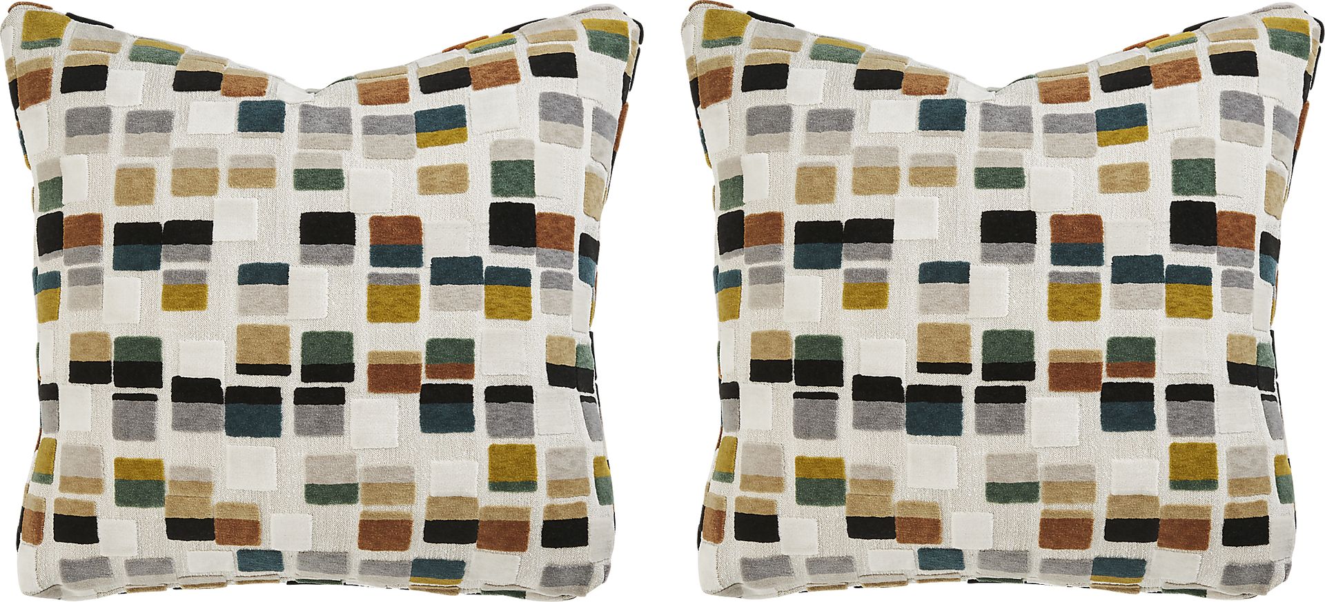 Blocks Olive Pillow, Set of Two - Image 1