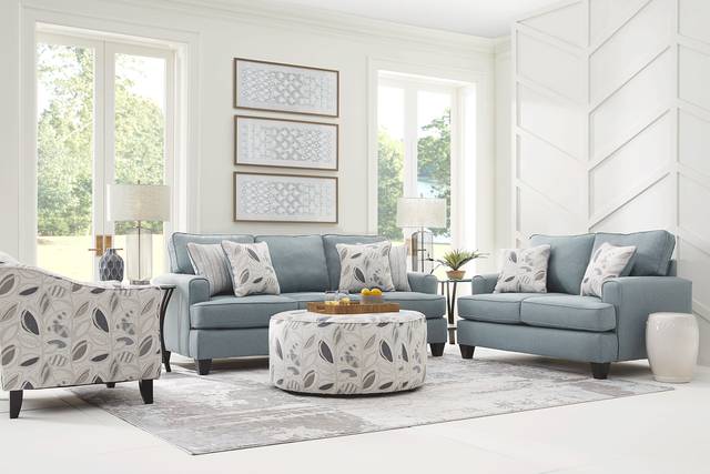 Blooming Grove Aqua 2 Pc Living Room - Thumbnail - Image 1