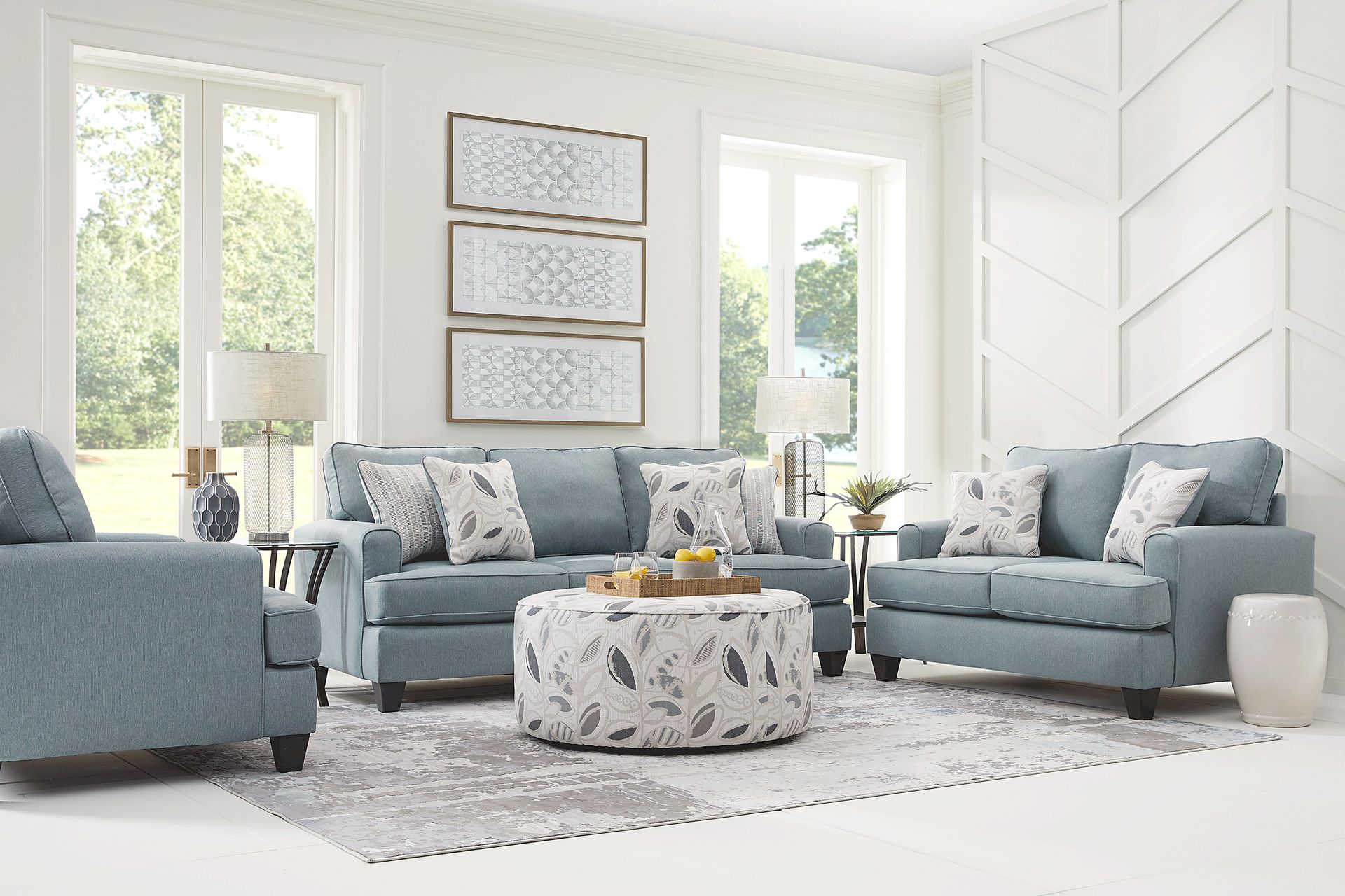 Blooming Grove Aqua 8 Pc Living Room - Image 1