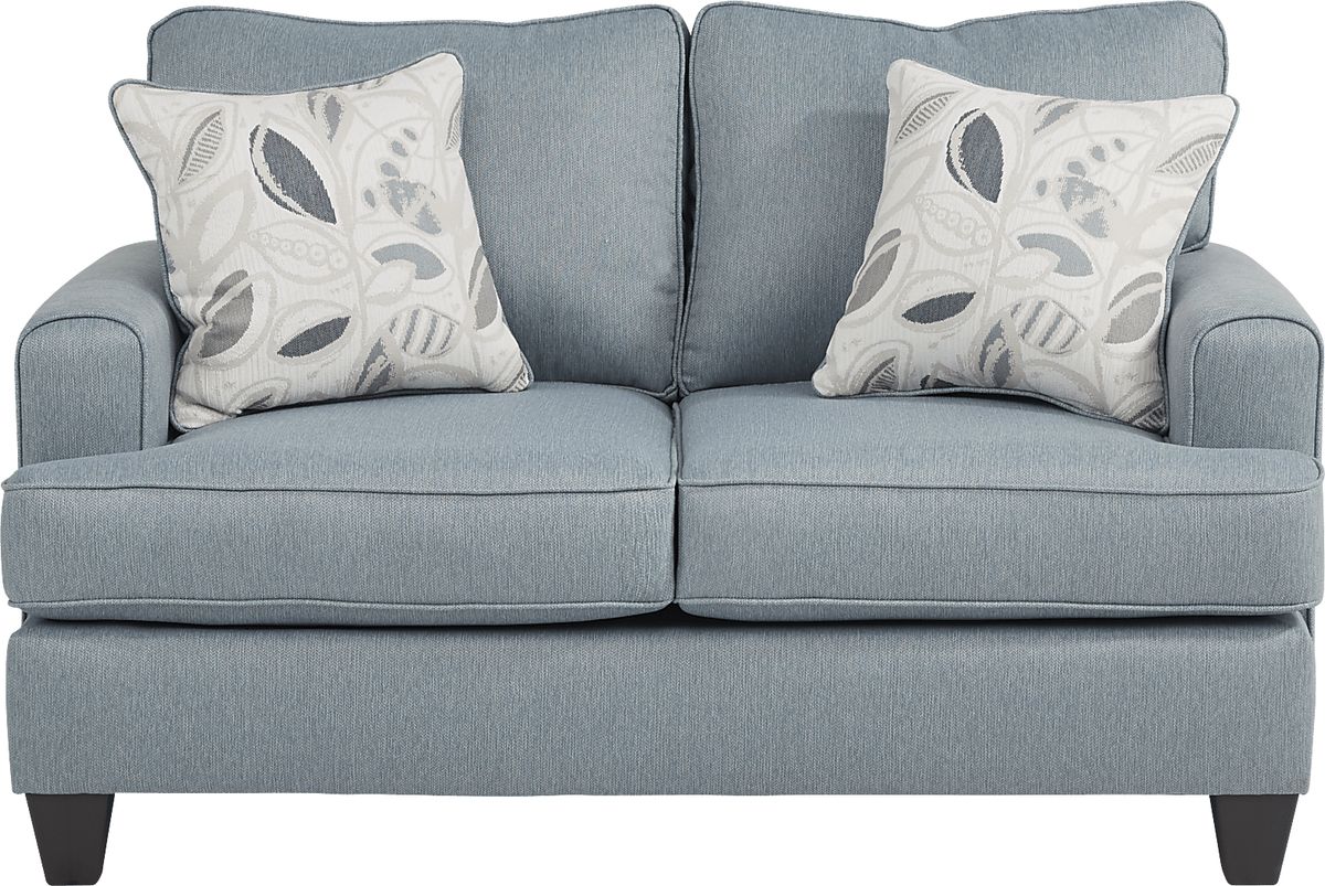 Blooming Grove Aqua Blue Polypropylene Fabric Loveseat Rooms to Go