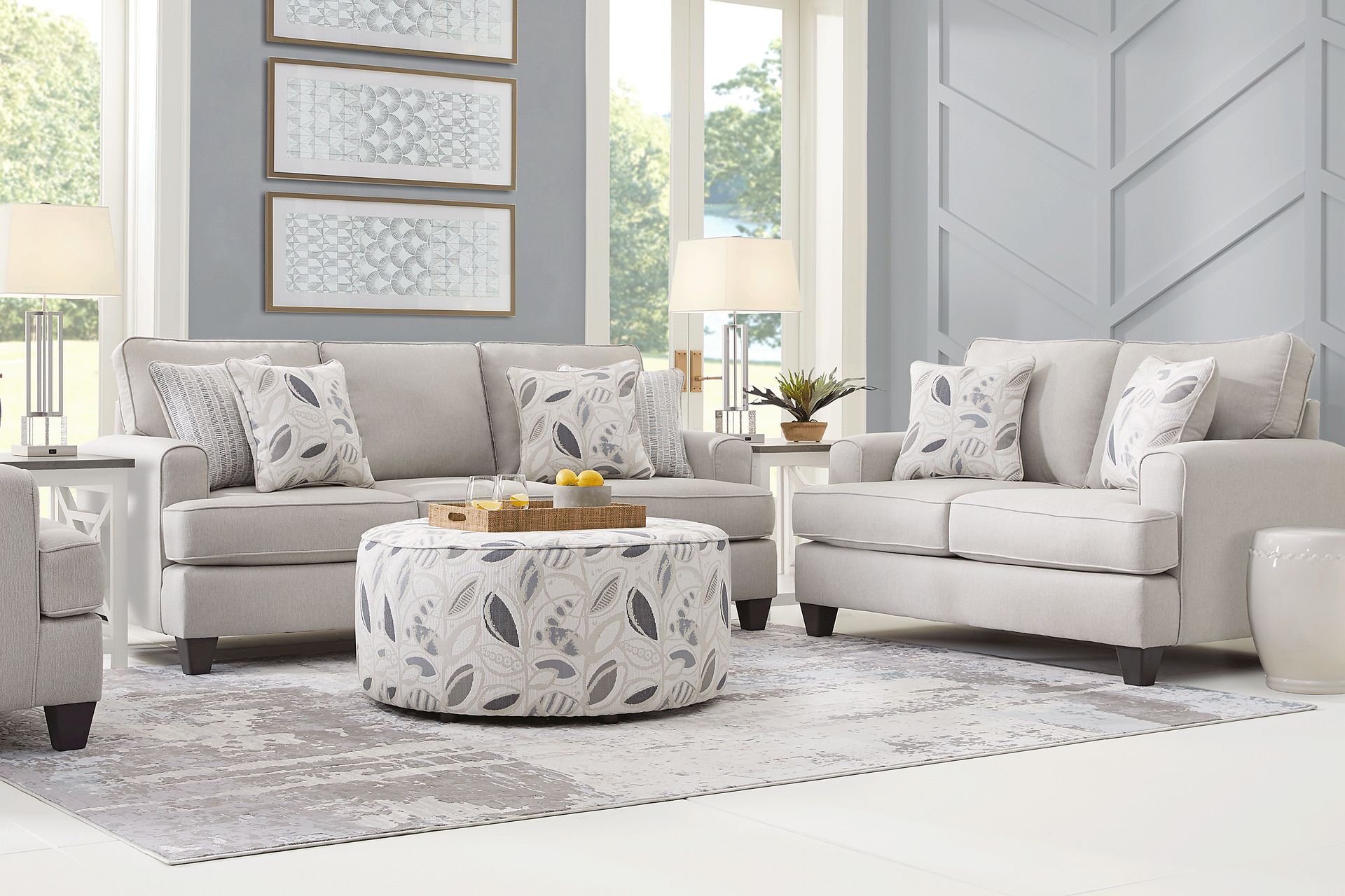 Blooming Grove Oatmeal 7 Pc Living Room with Gel Foam Sleeper Sofa - Image 1
