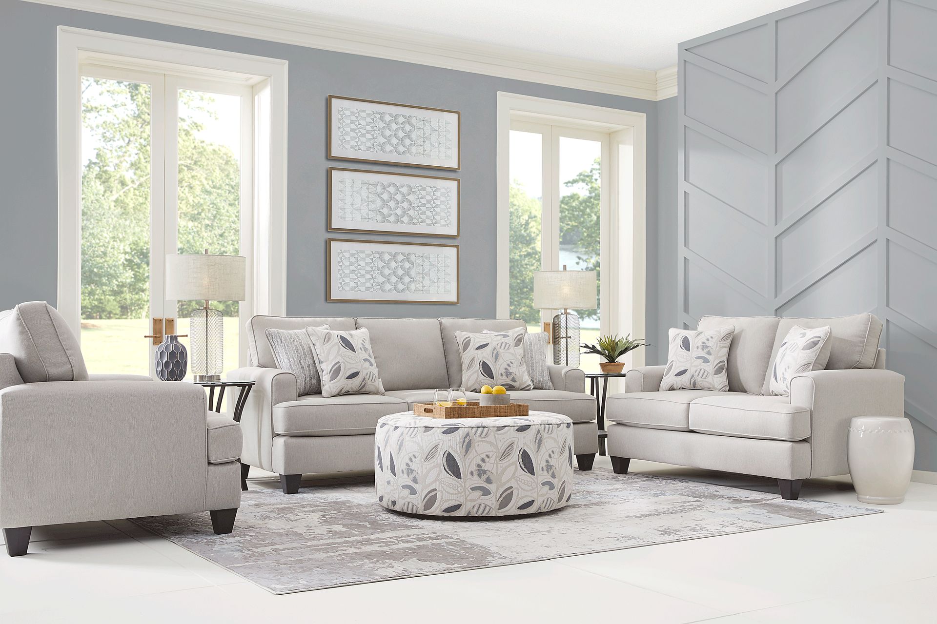 Blooming Grove Oatmeal 7 Pc Living Room - Image 1