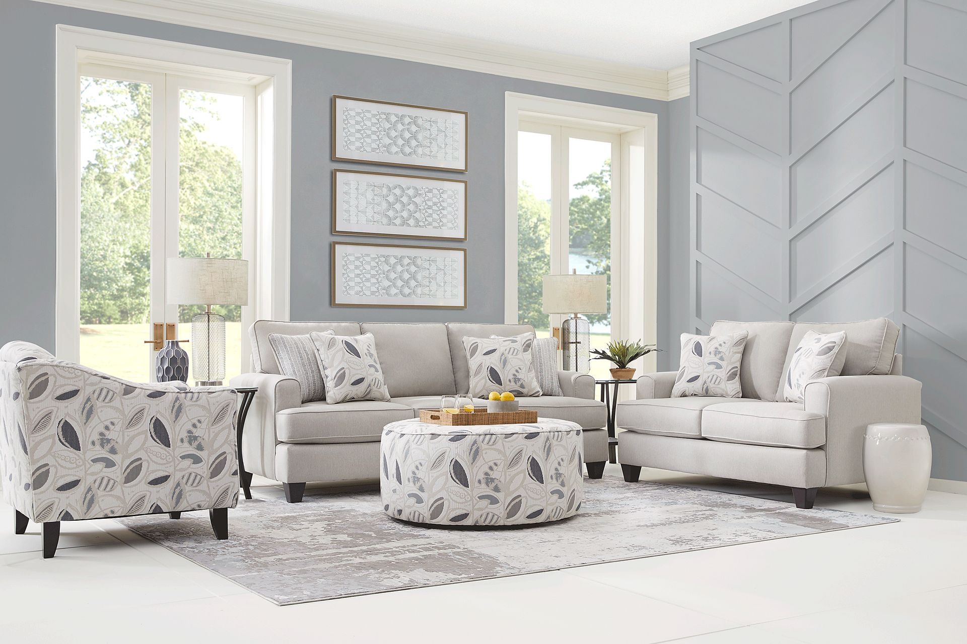 Blooming Grove Oatmeal 8 Pc Living Room - Image 1