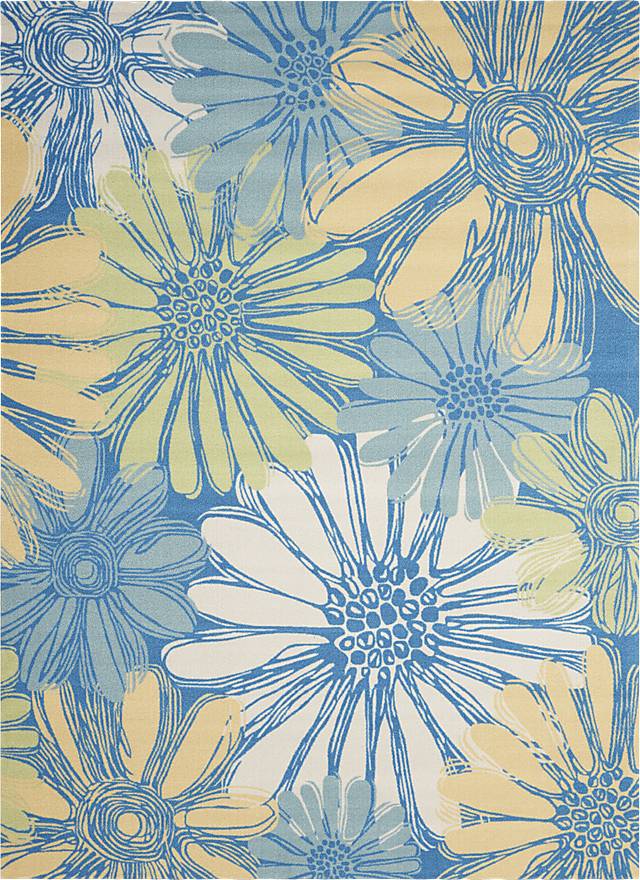Bloomwood Blue 7'9 x 10'10 Indoor/Outdoor Rug - Thumbnail - Image 1