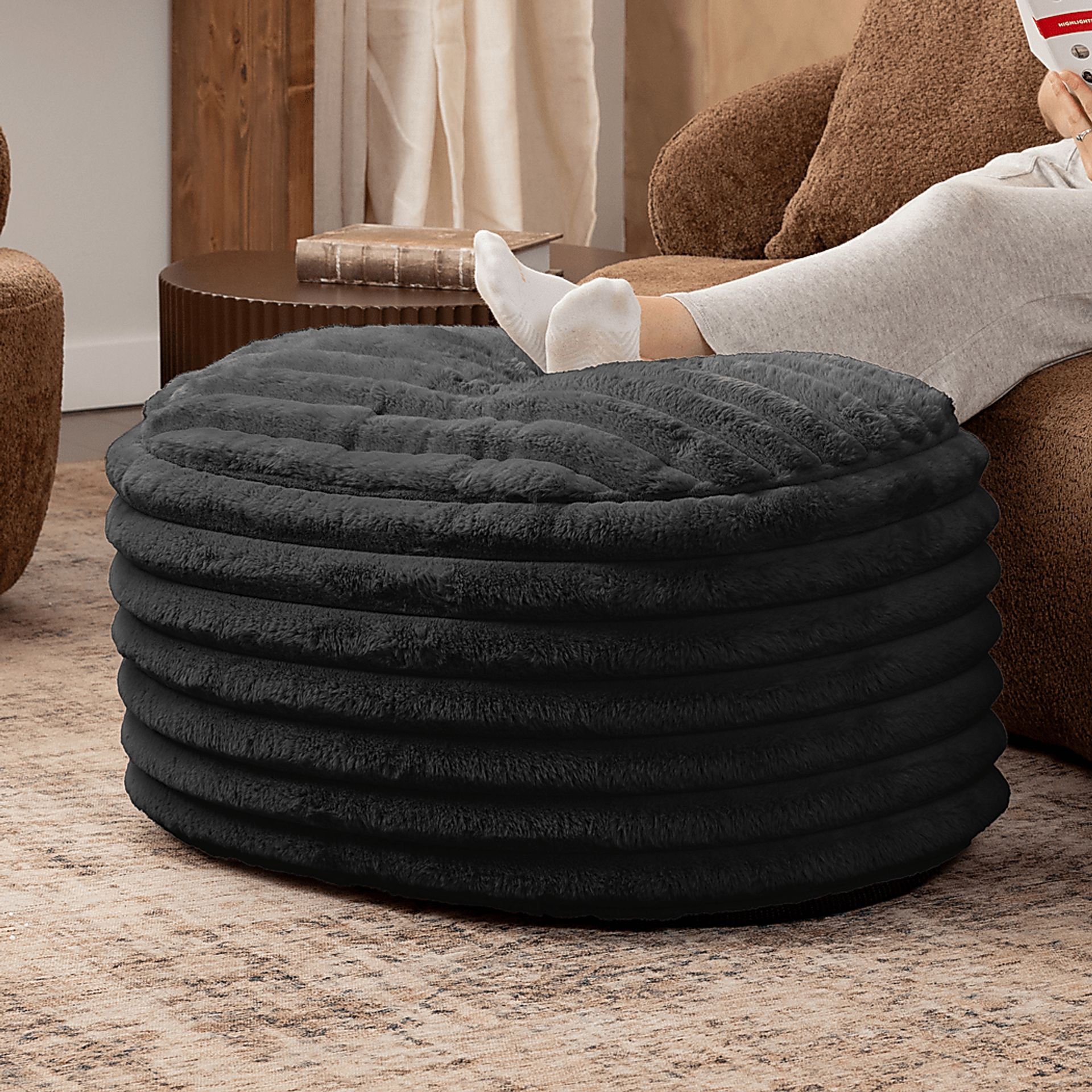 Blossi Black Large Pouf - Image 2
