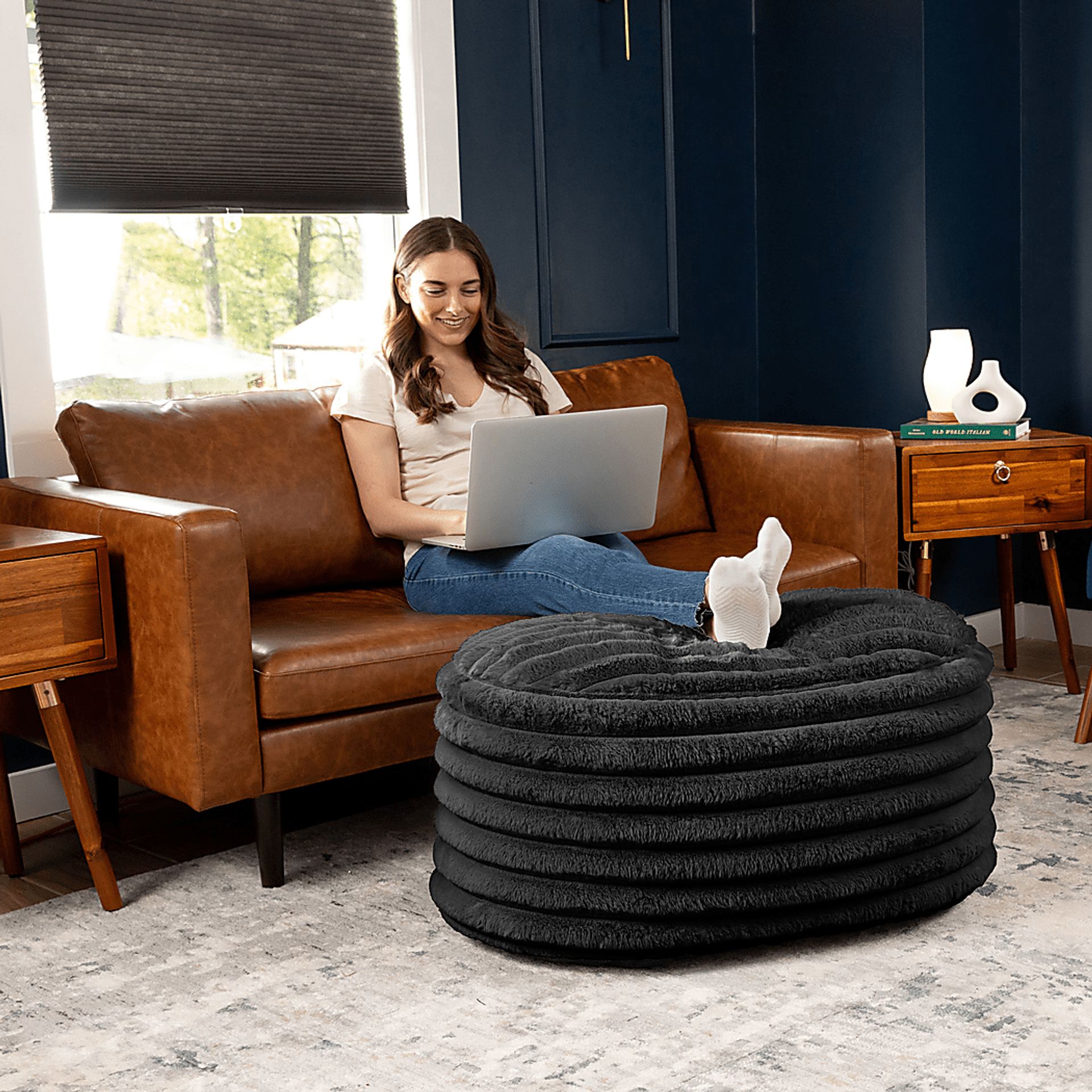 Blossi Black Large Pouf - Image 5