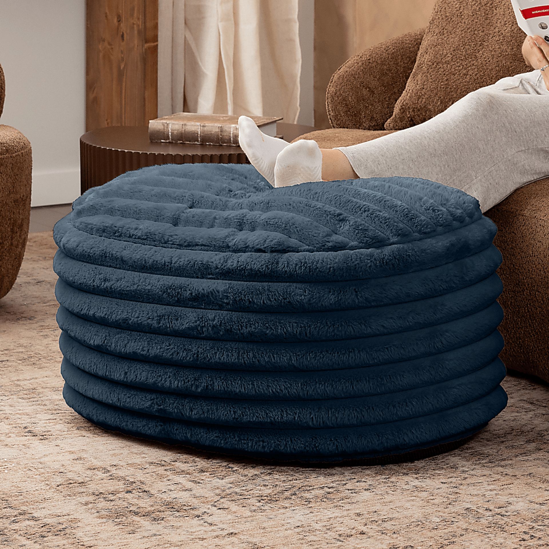 Blossi Blue Large Pouf - Image 2