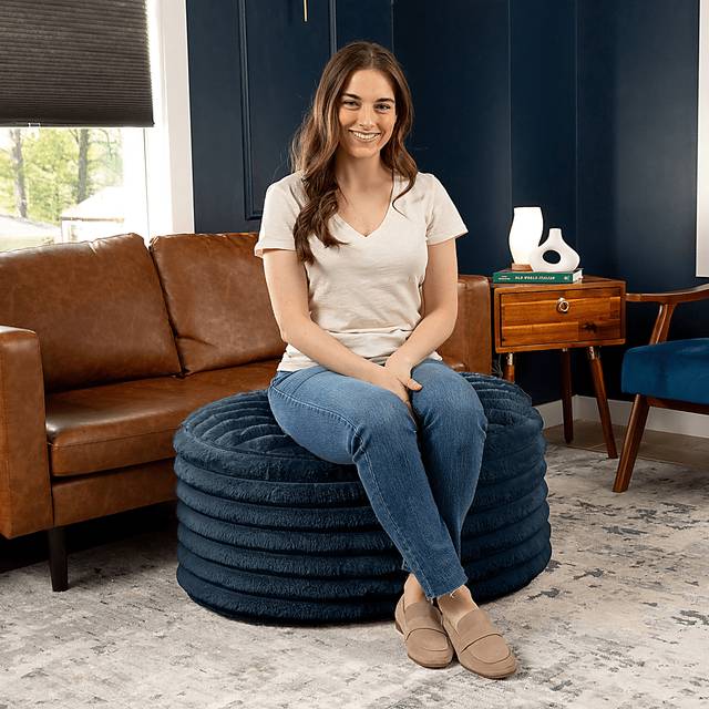 Blossi Blue Large Pouf - Thumbnail - Image 4