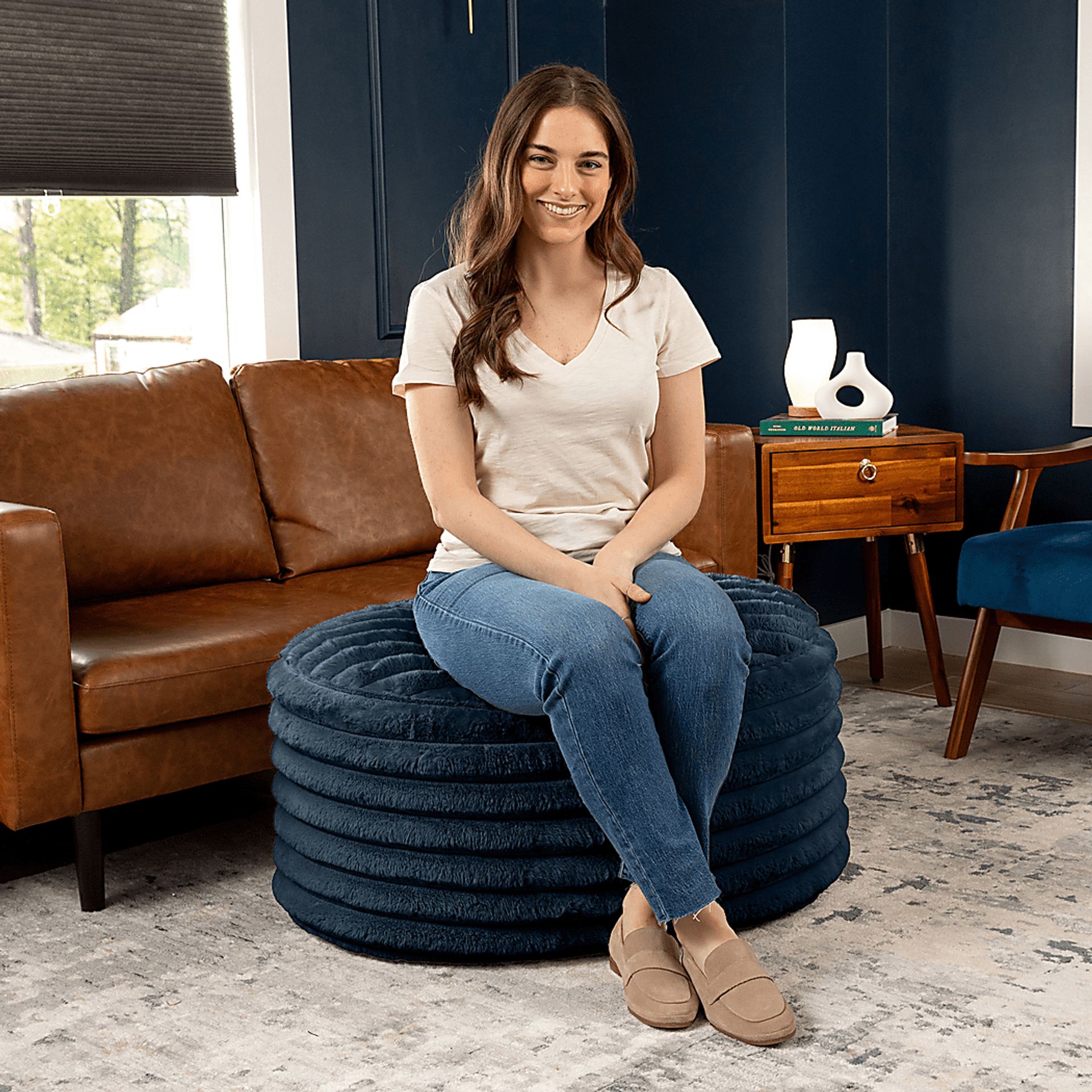 Blossi Blue Large Pouf - Image 4