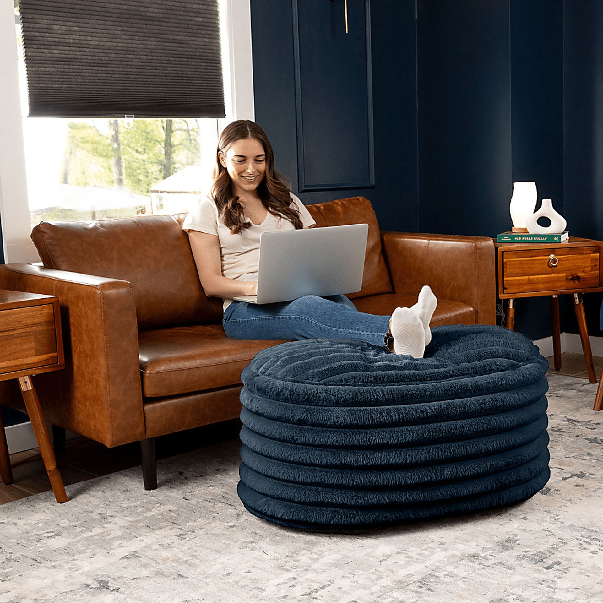 Blossi Blue Large Pouf - Image 5