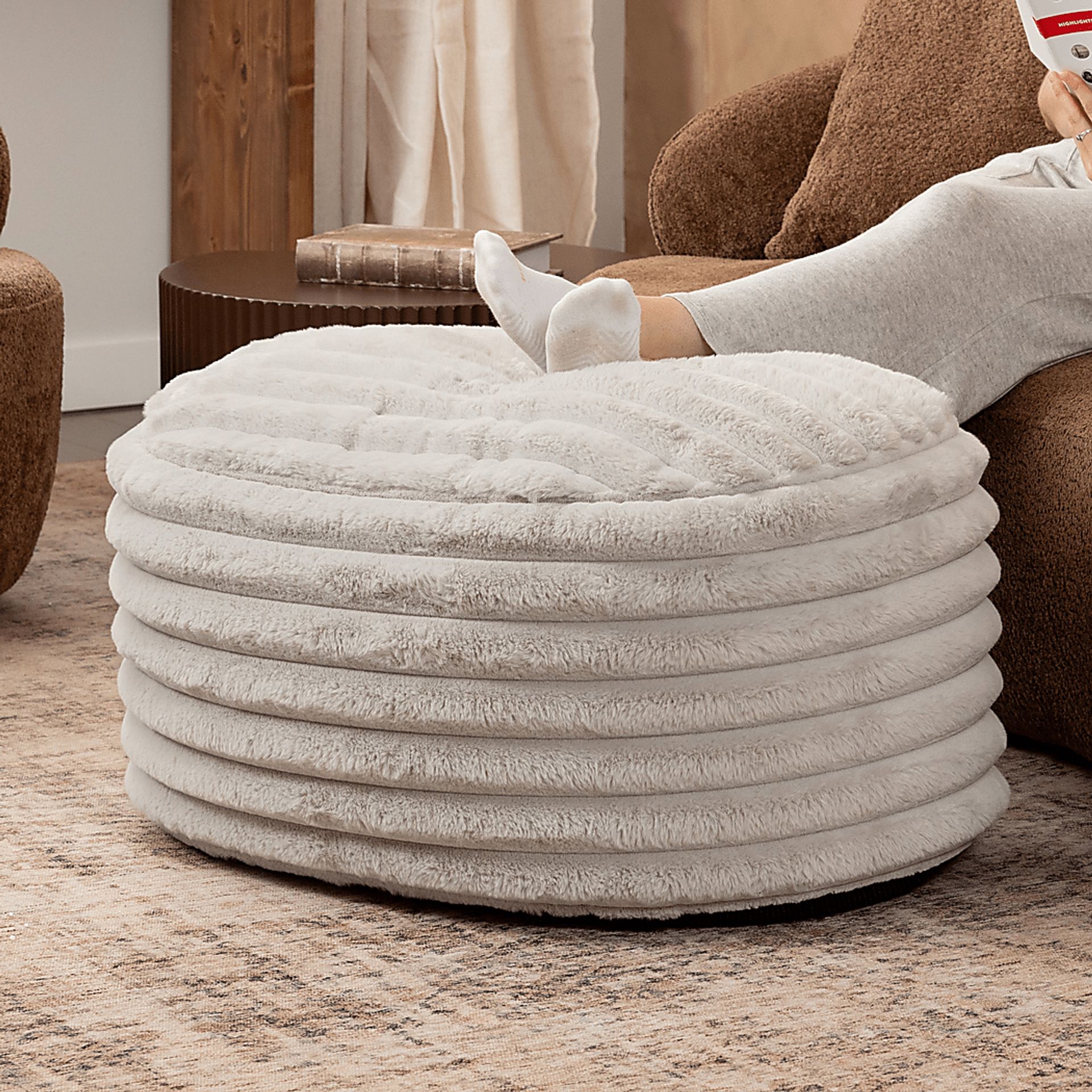 Blossi Gray Large Pouf - Image 2
