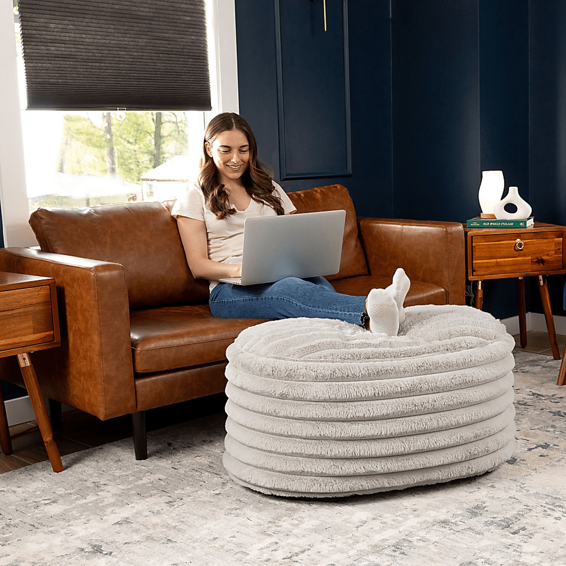 Blossi Gray Large Pouf - Image 5