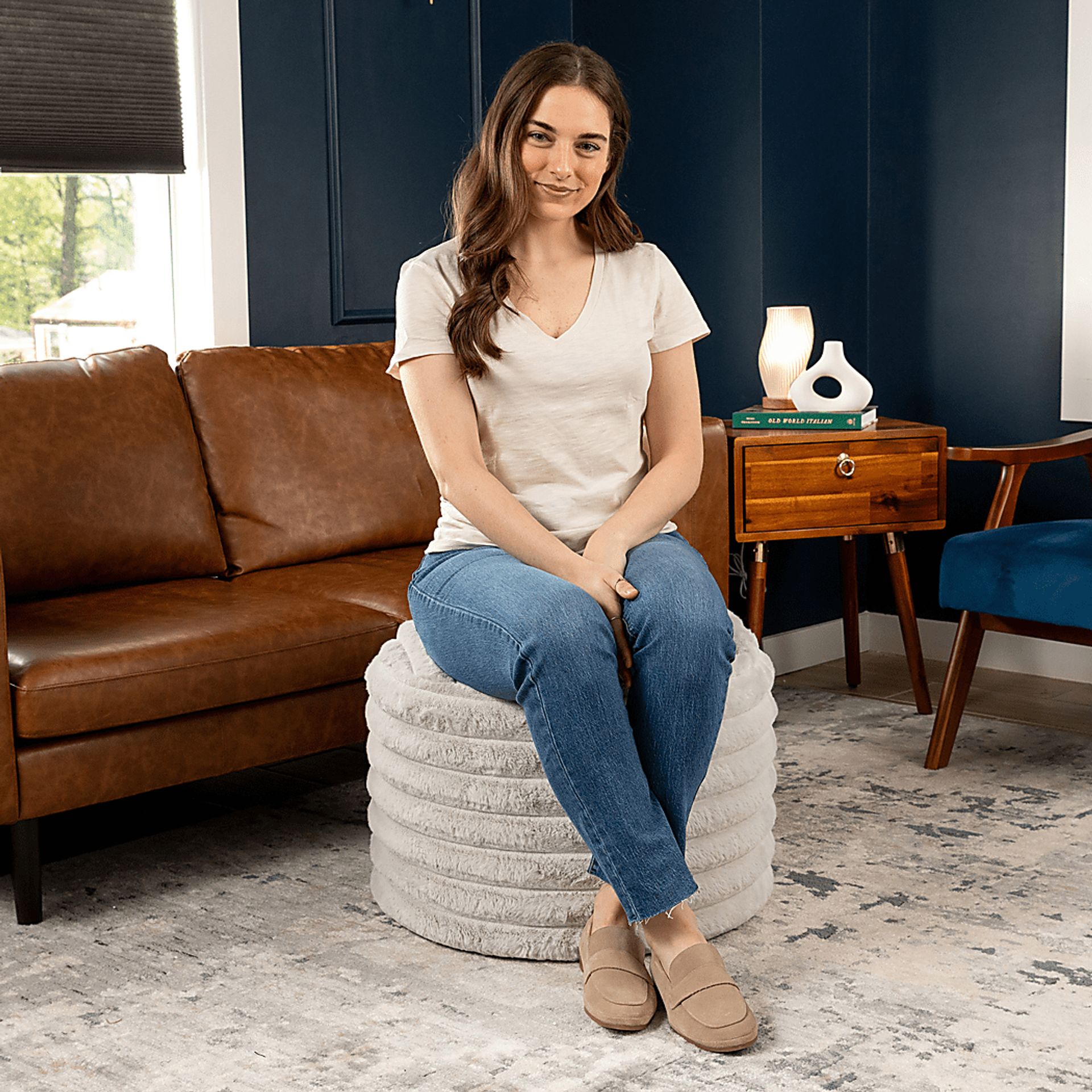 Blossi Gray Pouf - Image 5