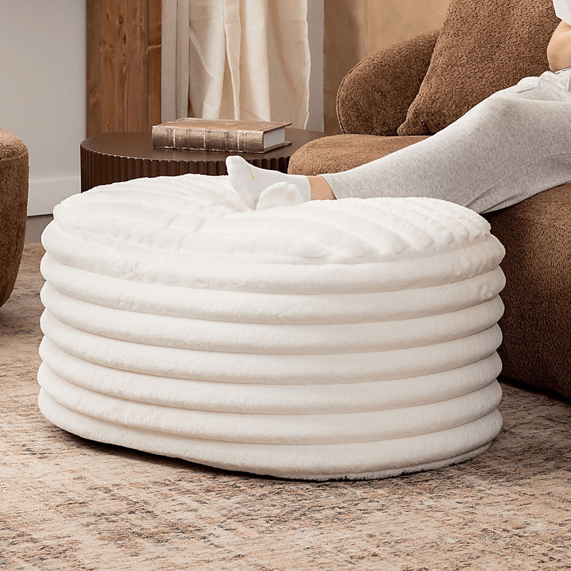 Blossi Ivory Large Pouf - Image 2