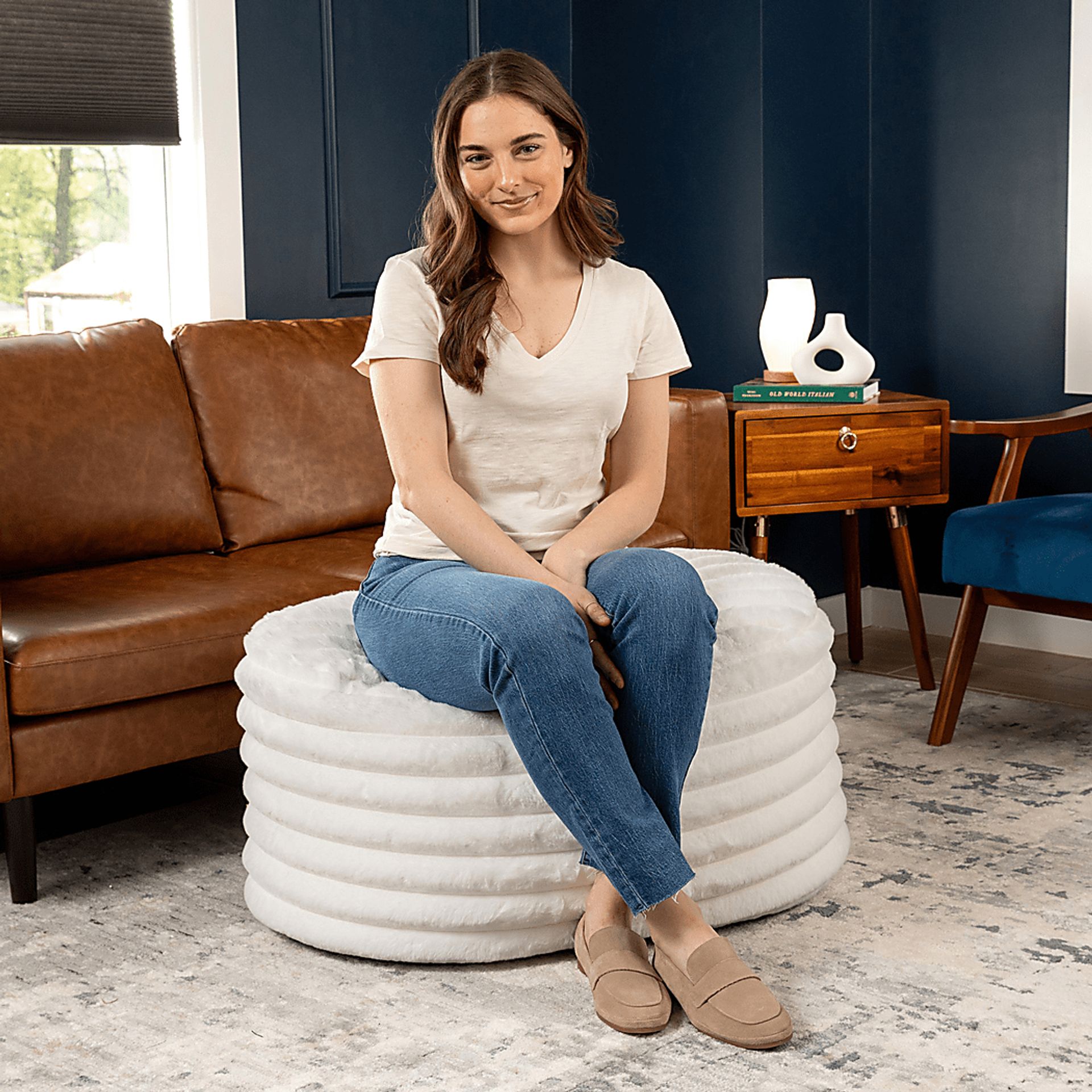 Blossi Ivory Large Pouf - Image 4