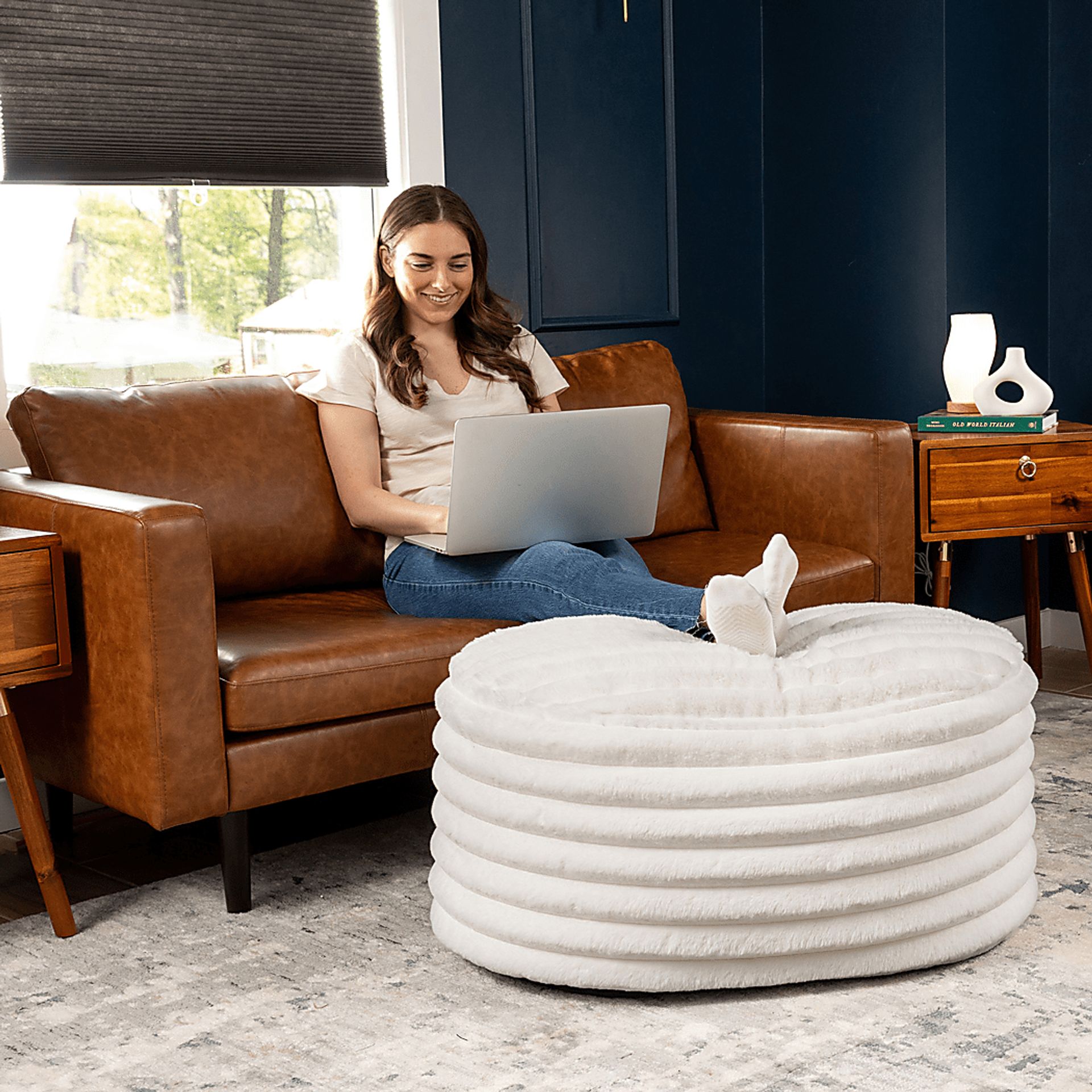 Blossi Ivory Large Pouf - Image 5