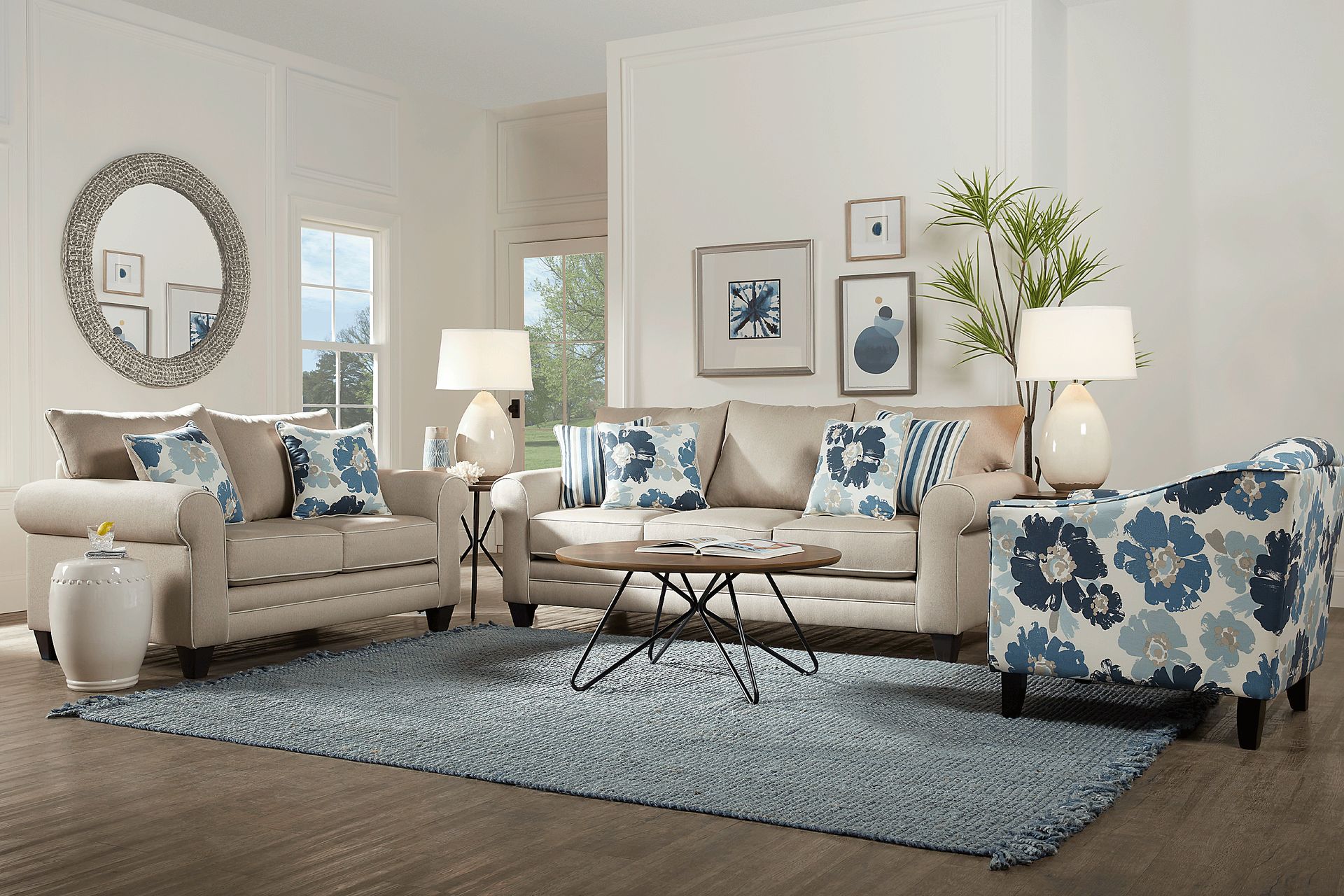 Blossom Fields Beige 7 Pc Living Room - Image 1