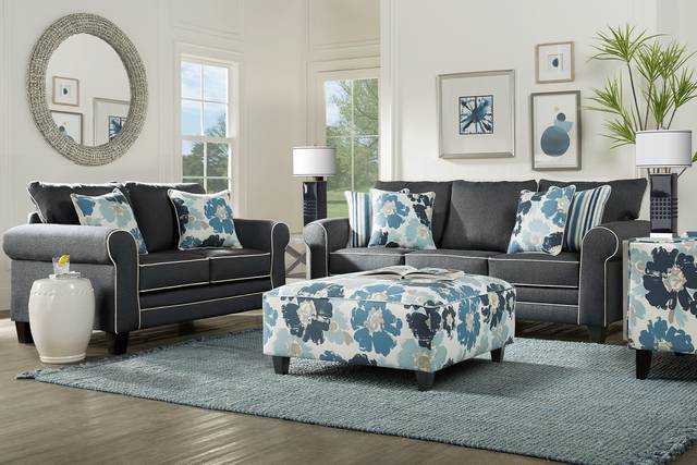 Blossom Fields Blue Sofa - Thumbnail - Image 2