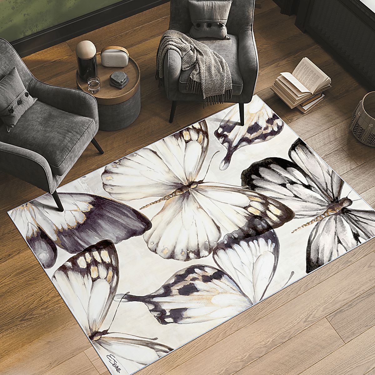 Blossom Villa Brown,Off-White Beige,Brown,White Rugs | Rooms to Go