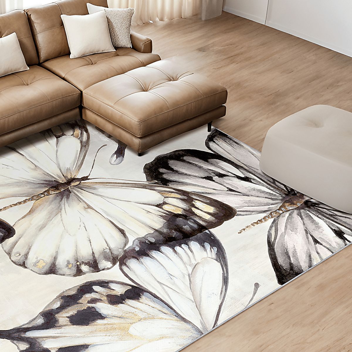Blossom Villa Brown,Off-White Beige,Brown,White Rugs | Rooms to Go