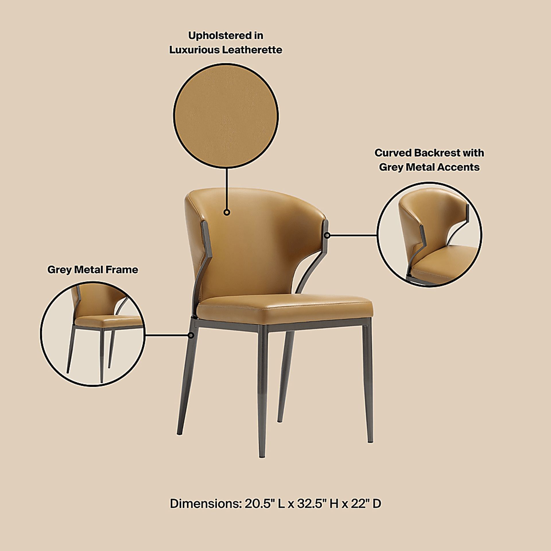 Blossompoint Camel Brown Dining Chair, Set of 2 - Image 8