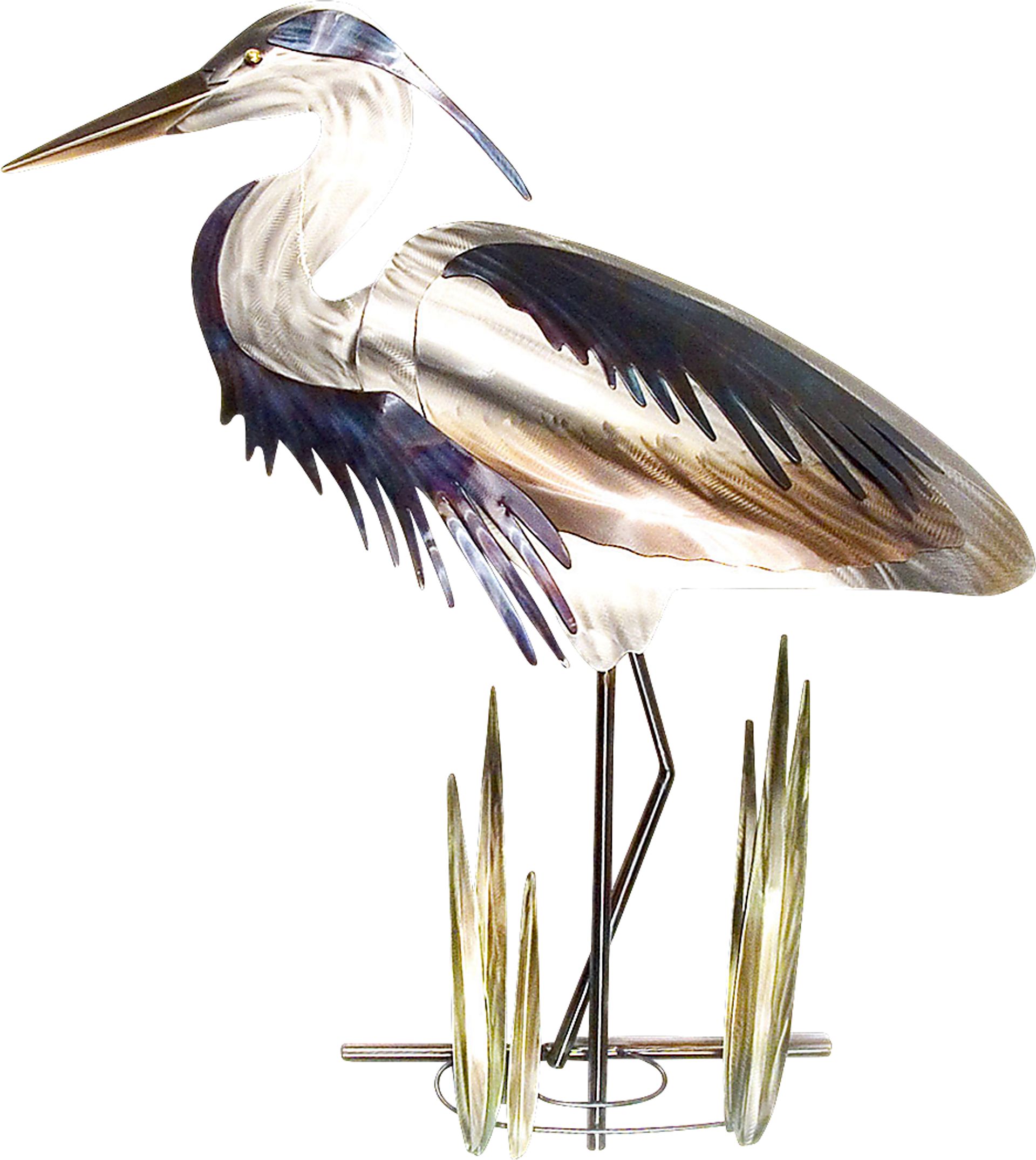 Blue Heron II Silver Outdoor Artwork - Image 1