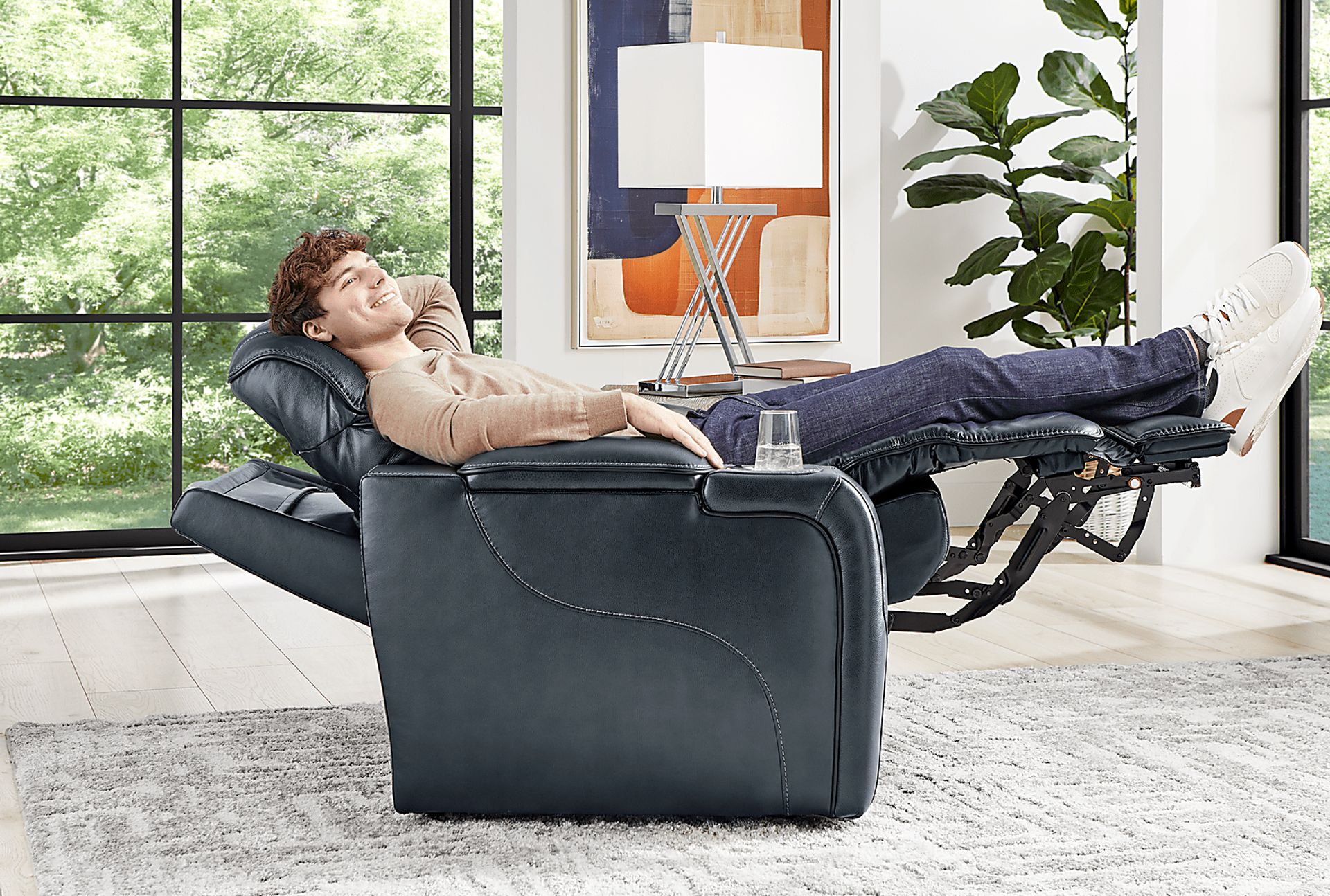 Blue Leather Sound Tech by Shaq Recliner To Go - Image 4