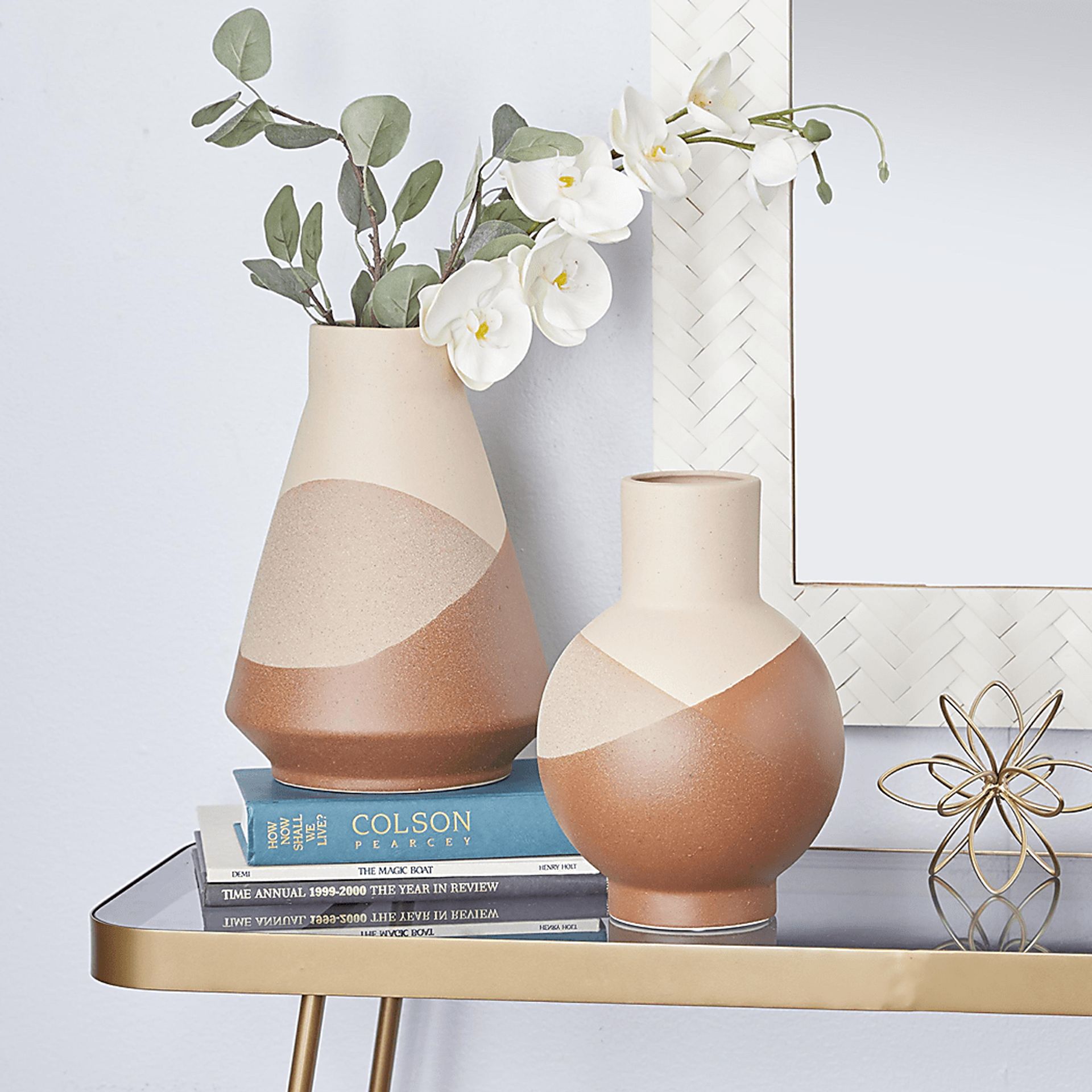Boala Tan/Orange Vase, Set of 2 - Image 2