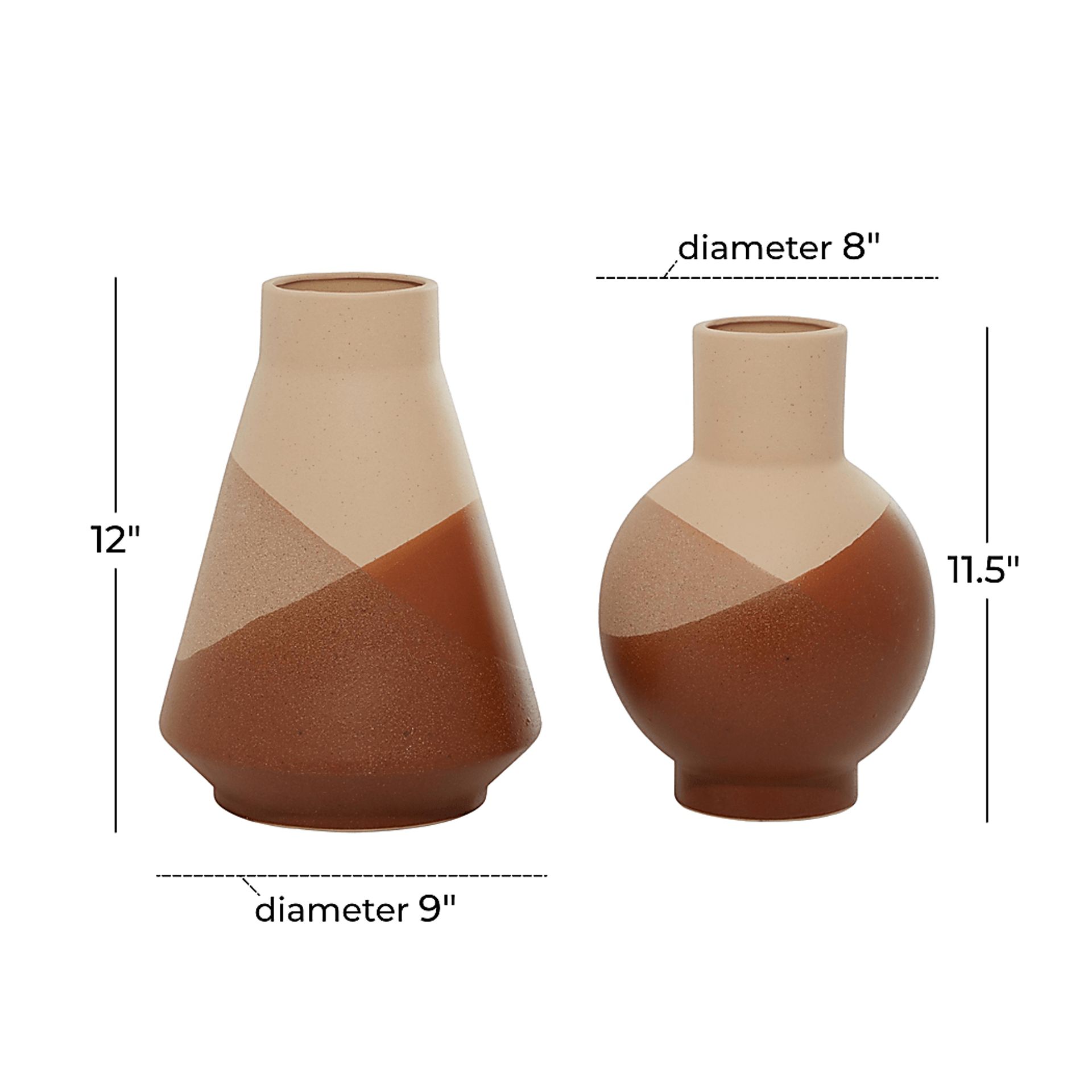 Boala Tan/Orange Vase, Set of 2 - Image 8