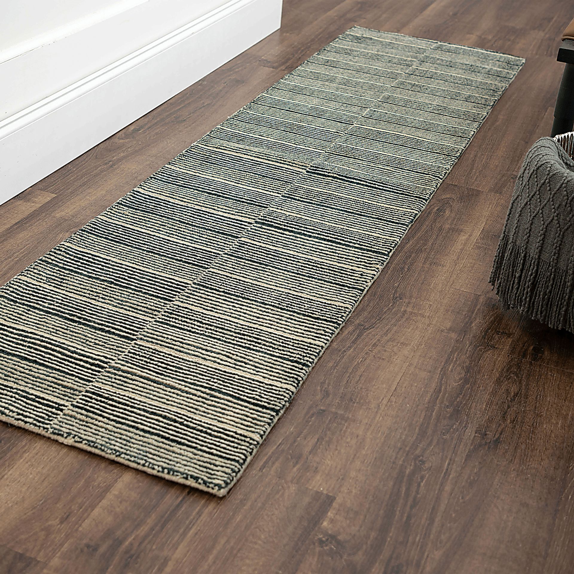 Bobby Berk Broken Stripe Blue 2' x 8' Runner Rug - Image 3