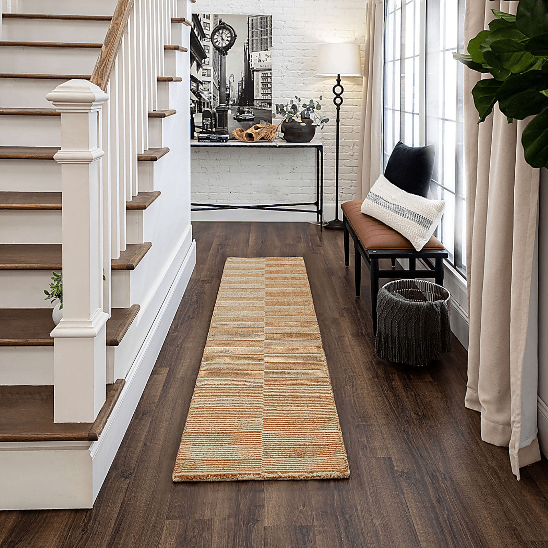 Bobby Berk Broken Stripe Brown 2' x 8' Runner Rug - Image 2