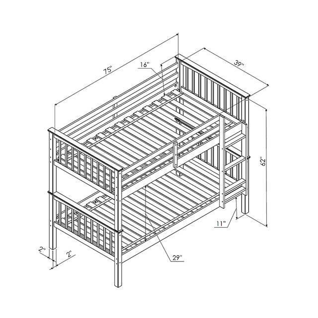 Kids Bobterry Gray Twin Bunk Bed - Thumbnail - Image 6