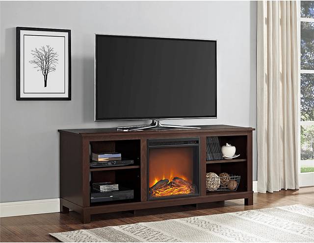 Bohnet Brown 58 in. Console with Electric Fireplace - Thumbnail - Image 4