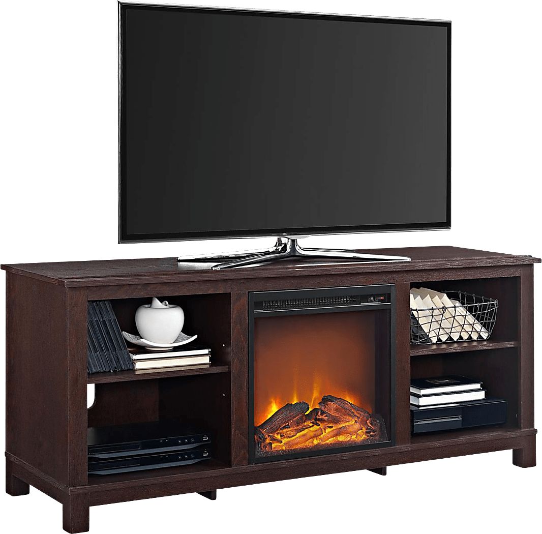 Brown 58 in. Console with Electric Fireplace Rooms To Go