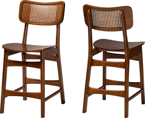 Bolgiano Walnut Brown Counter Stool, Set of 2