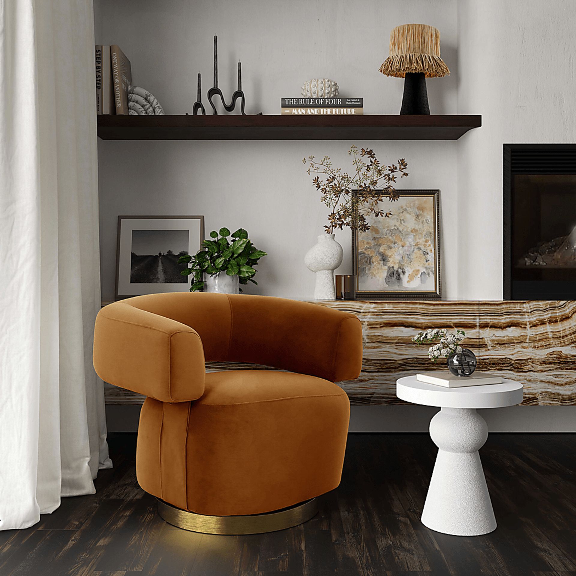 Bolleana White End Table - Image 2