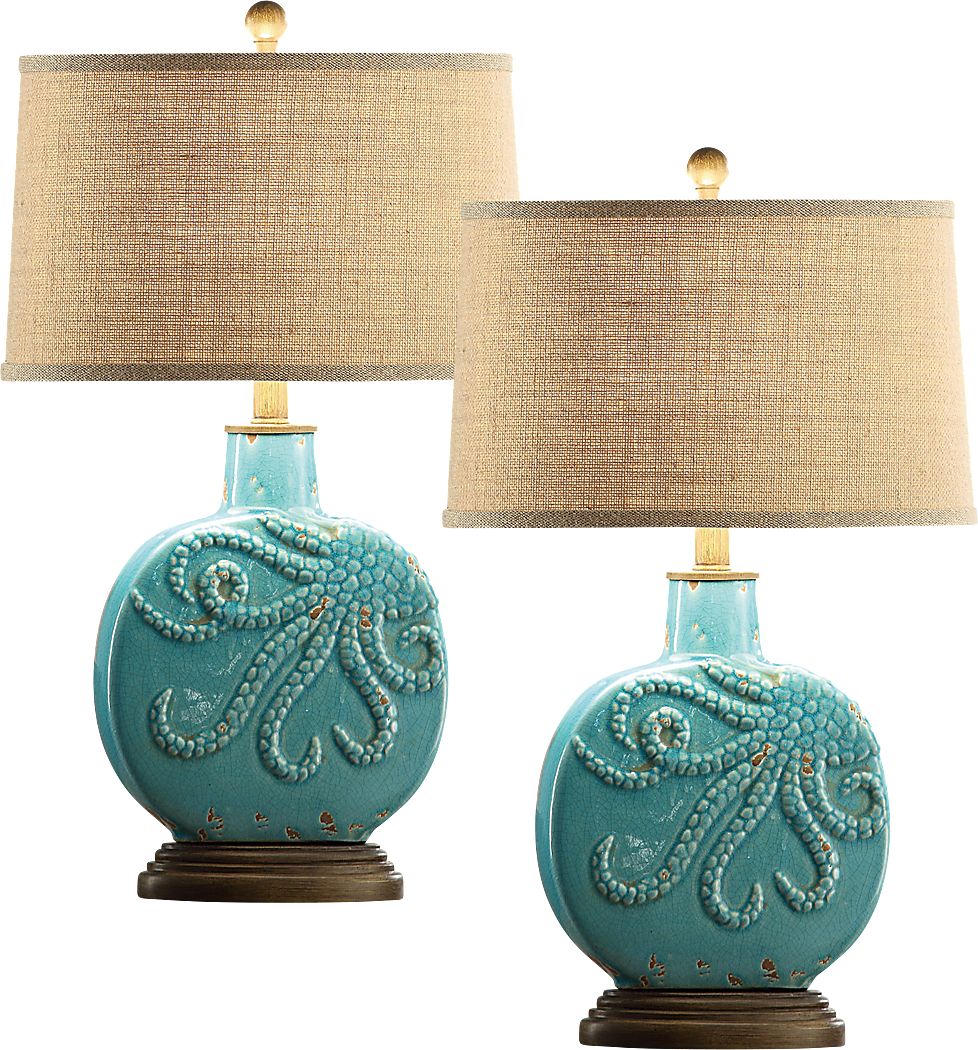Bolton Spring Blue Table Lamps, Set of 2