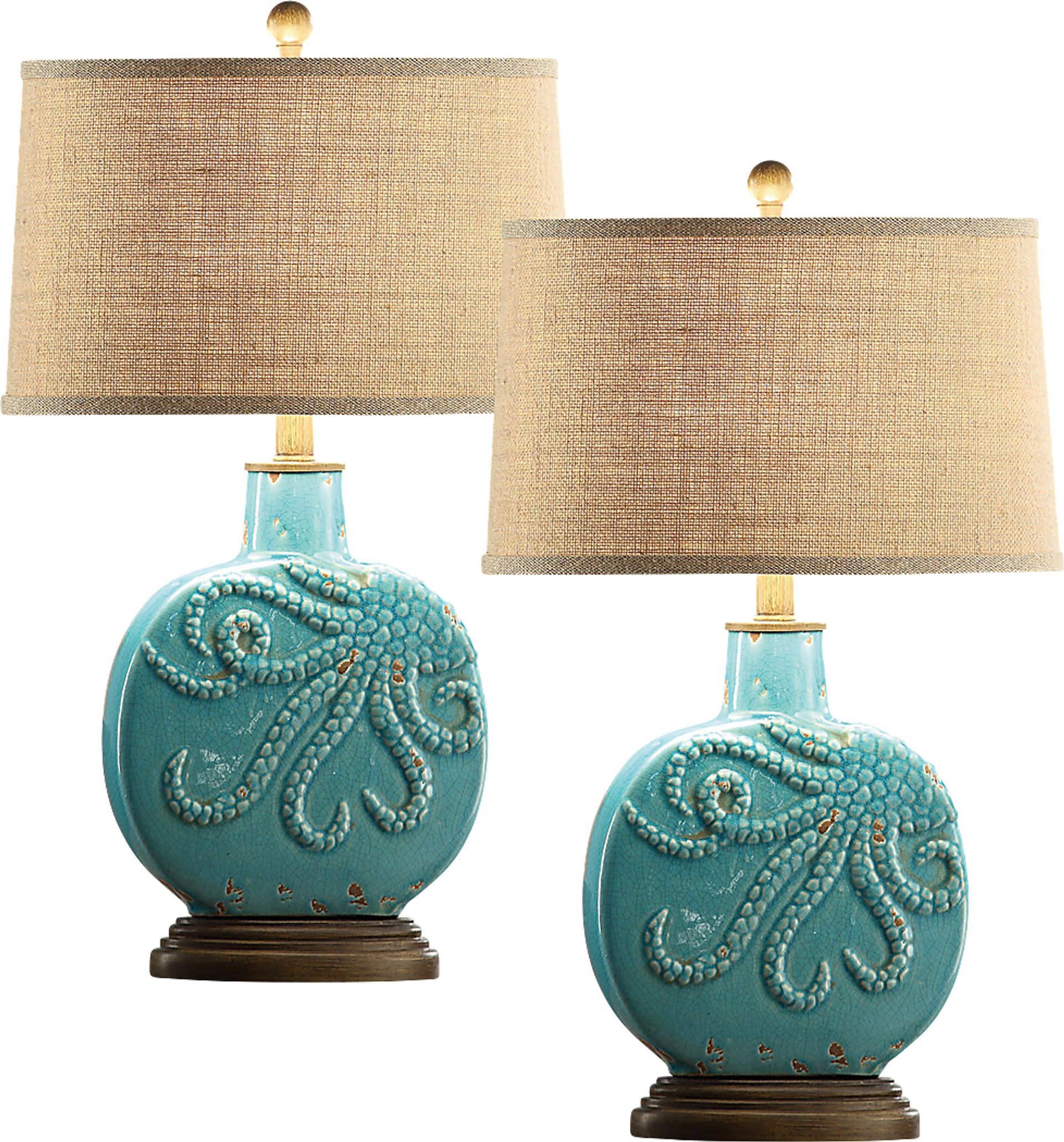Bolton Spring Blue Table Lamps, Set of 2 - Image 1