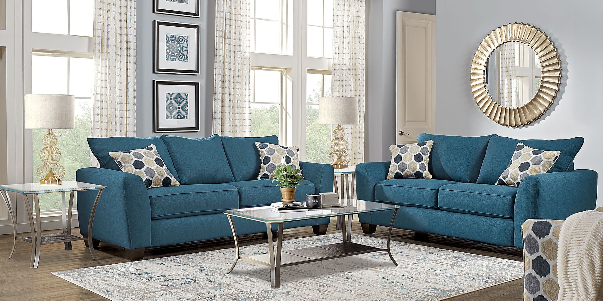 Bonita Springs Blue 7 Pc Living Room - Image 1
