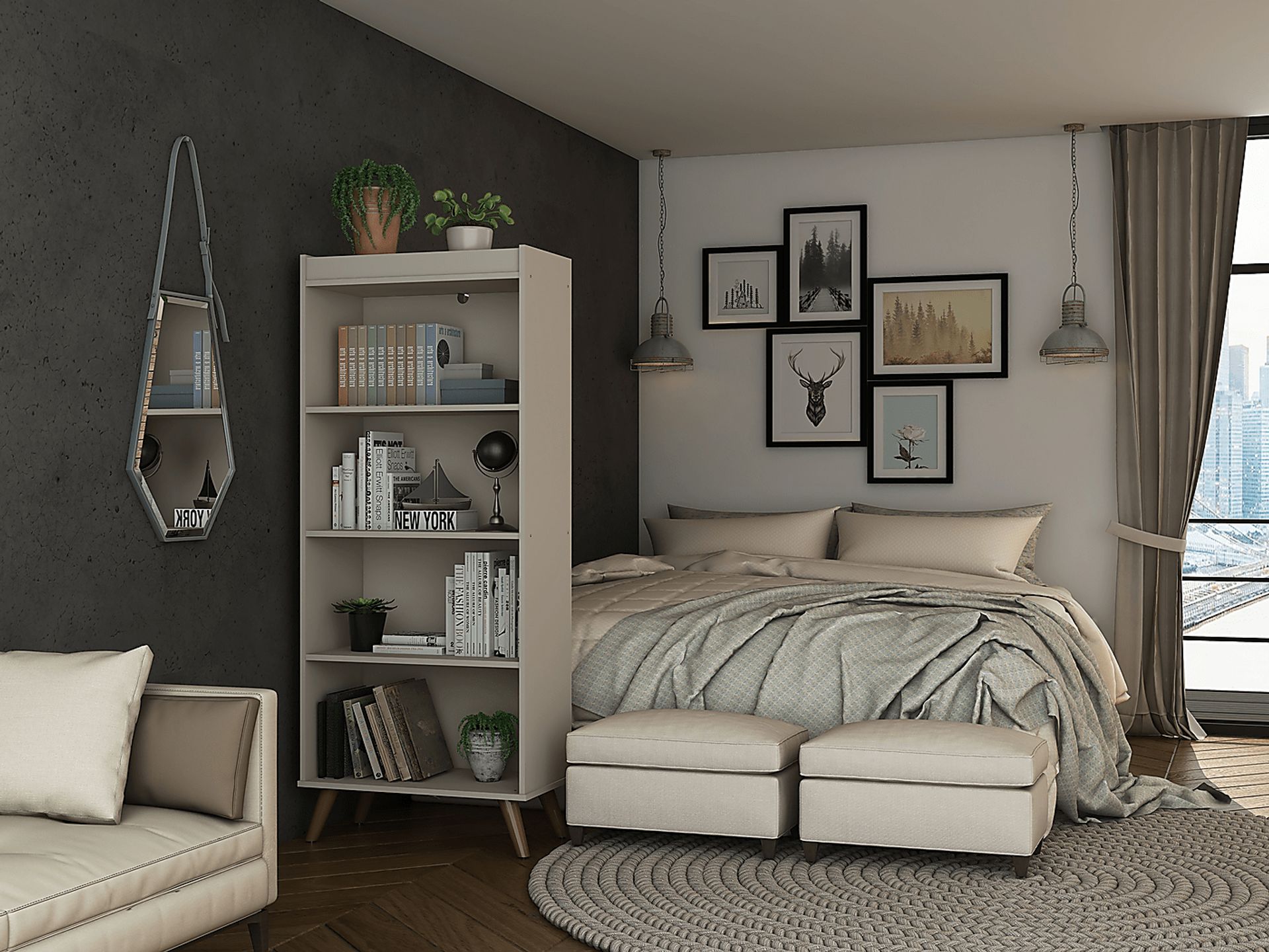 Bonnedelle Off-White Bookcase - Image 2
