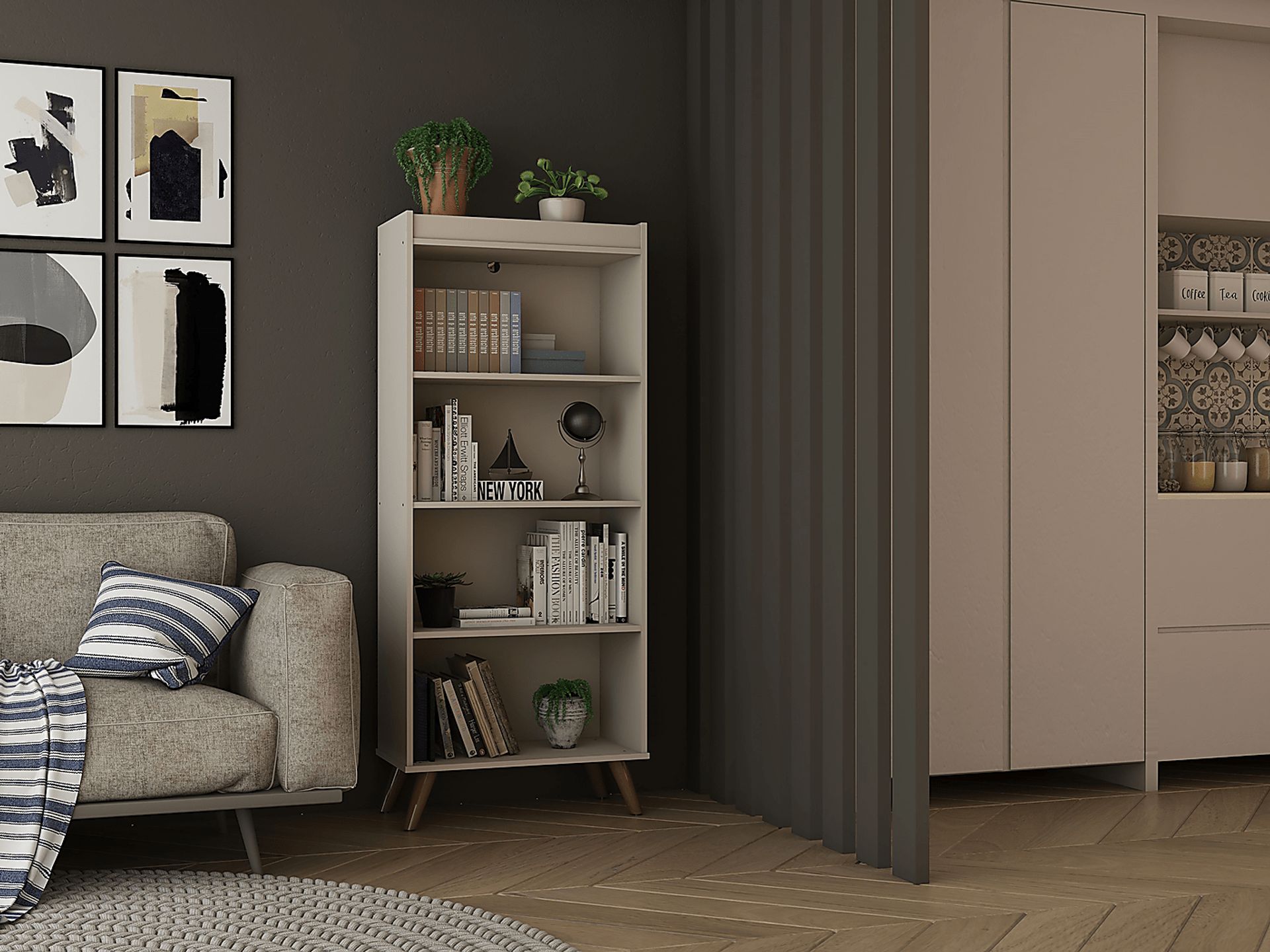 Bonnedelle Off-White Bookcase - Image 4