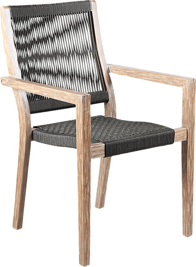 Outdoor Borbeck Black Arm Chair, Set of 2 - Thumbnail - Image 2
