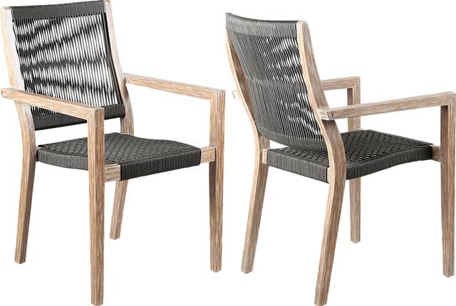 Outdoor Borbeck Black Arm Chair, Set of 2 - Thumbnail - Image 1