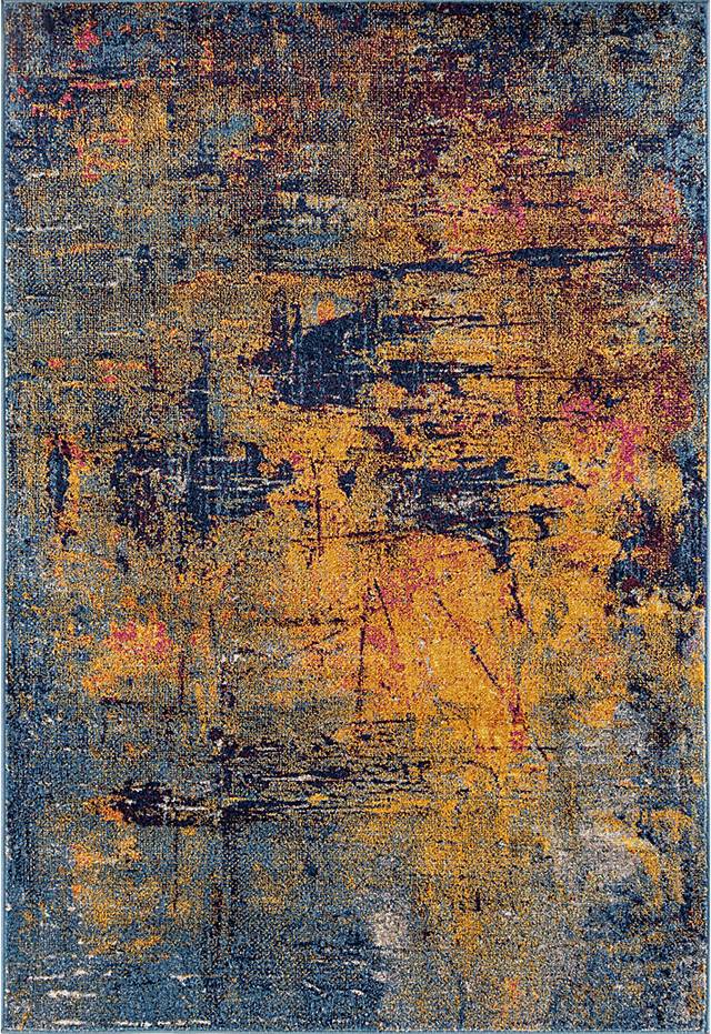 Borve Orange/Navy 5'3 x 7'6 Rug - Thumbnail - Image 1