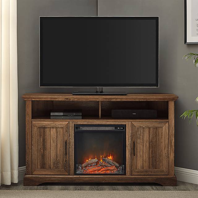 Bosswood Brown 54 in. Console With Electric Fireplace - Thumbnail - Image 4
